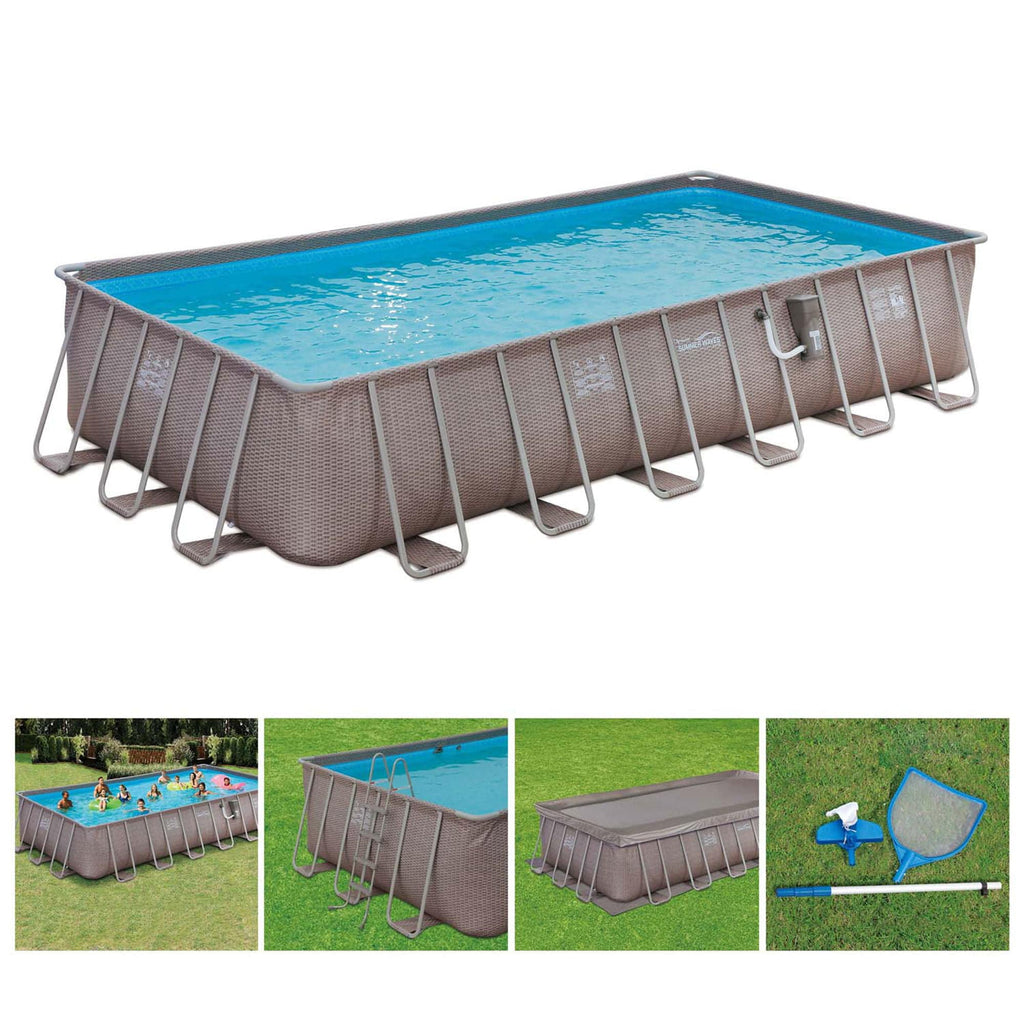 Summer Waves 24 x 12 x 45′ Rectangle Above Ground Frame Swimming Pool –  TheSpaSpace